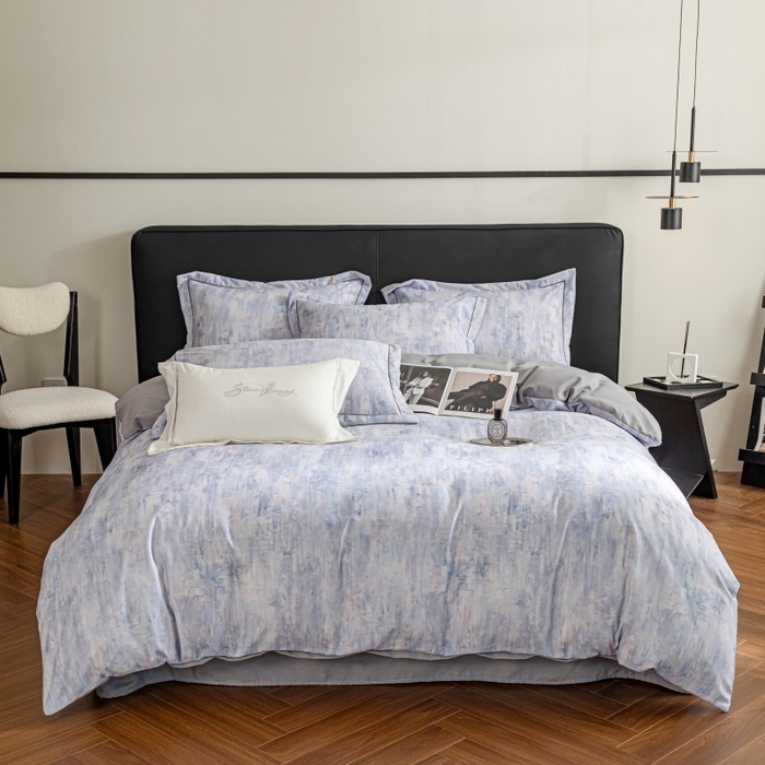 91家纺网 家纺一手货源 找家纺 鸿森林 2025新款全棉纯棉磨毛印花四件套 曼城-蓝