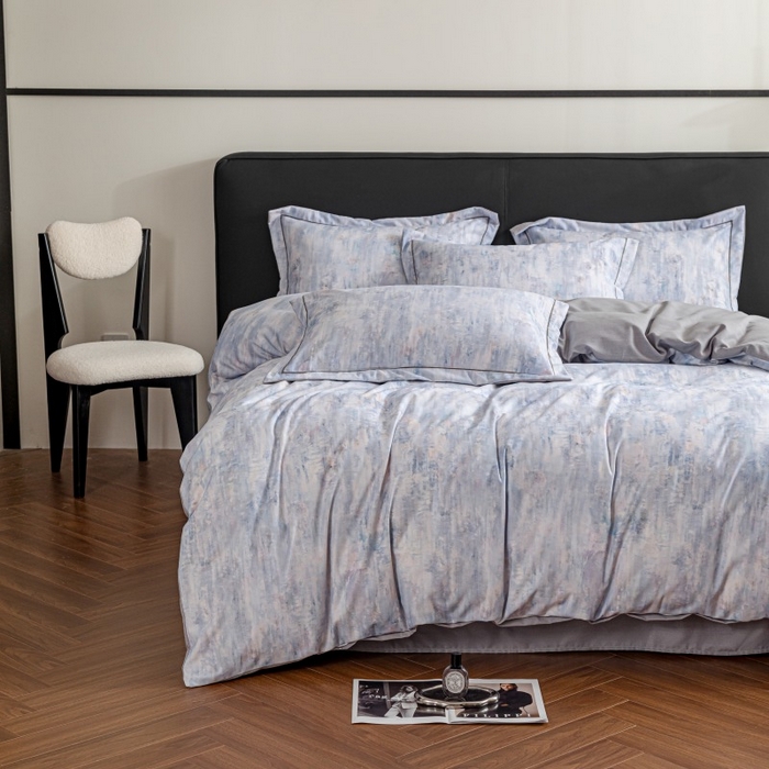 91家纺网 家纺一手货源 找家纺 鸿森林 2025新款全棉纯棉磨毛印花四件套 曼城-蓝