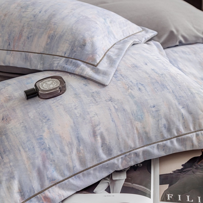 91家纺网 家纺一手货源 找家纺 鸿森林 2025新款全棉纯棉磨毛印花四件套 曼城-蓝