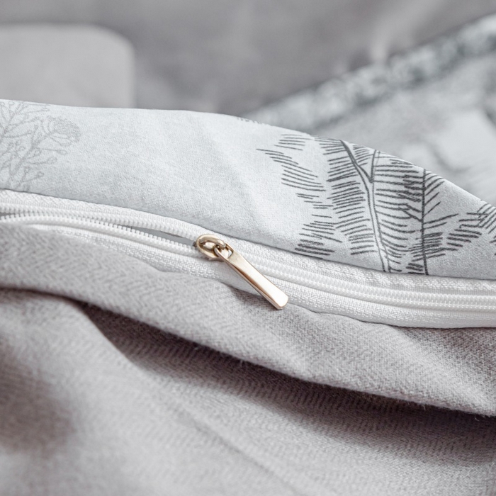 91家纺网 家纺一手货源 找家纺 鸿森林 2025新款全棉纯棉磨毛印花四件套 莫奈-灰