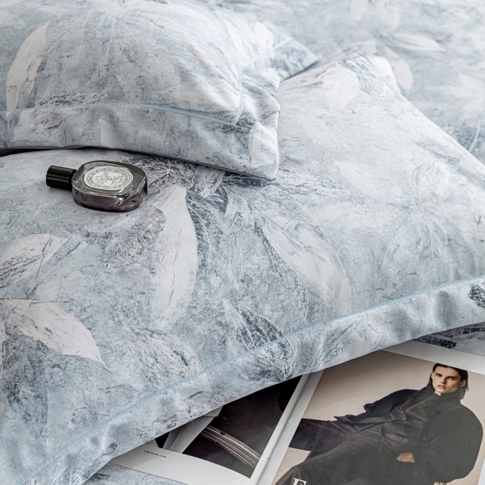 91家纺网 家纺一手货源 找家纺 鸿森林 2025新款全棉纯棉磨毛印花四件套 沙慕-蓝