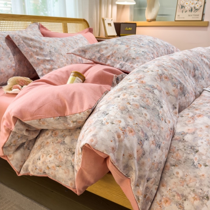 鸿森林 2025新款全棉纯棉磨毛单品系列-四件套 繁花似锦-黄