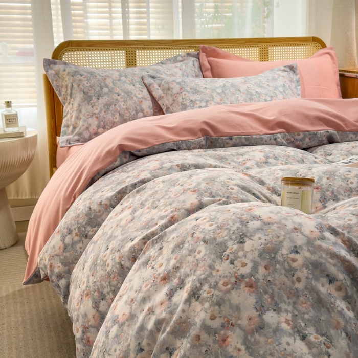 91家纺网 家纺一手货源 找家纺 鸿森林 2025新款全棉纯棉磨毛单品系列-四件套 繁花似锦-绿