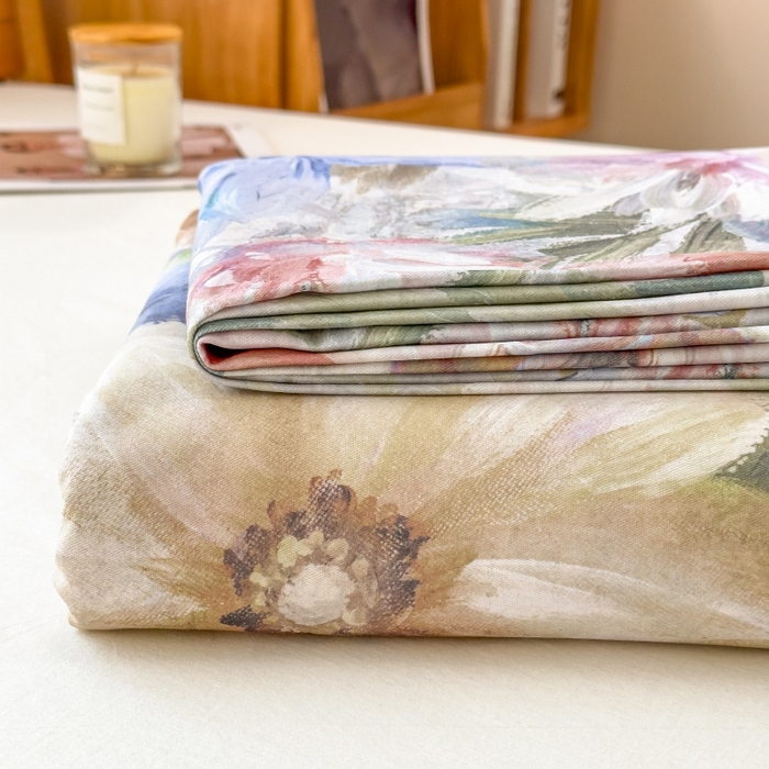 91家纺网 家纺一手货源 找家纺 鸿森林 2025新款全棉纯棉磨毛单品系列-四件套 花吟-黄