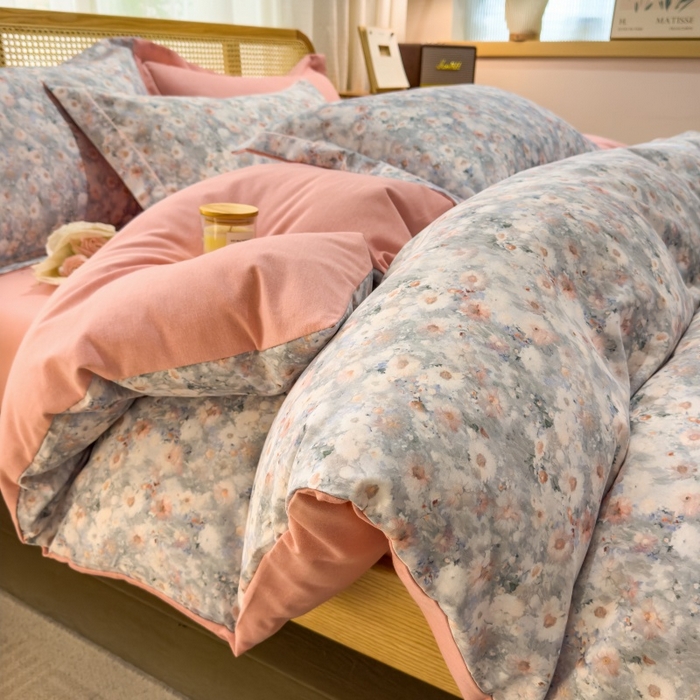 91家纺网 家纺一手货源 找家纺 鸿森林 2025新款全棉纯棉磨毛单品系列-单被套 繁花似锦-绿