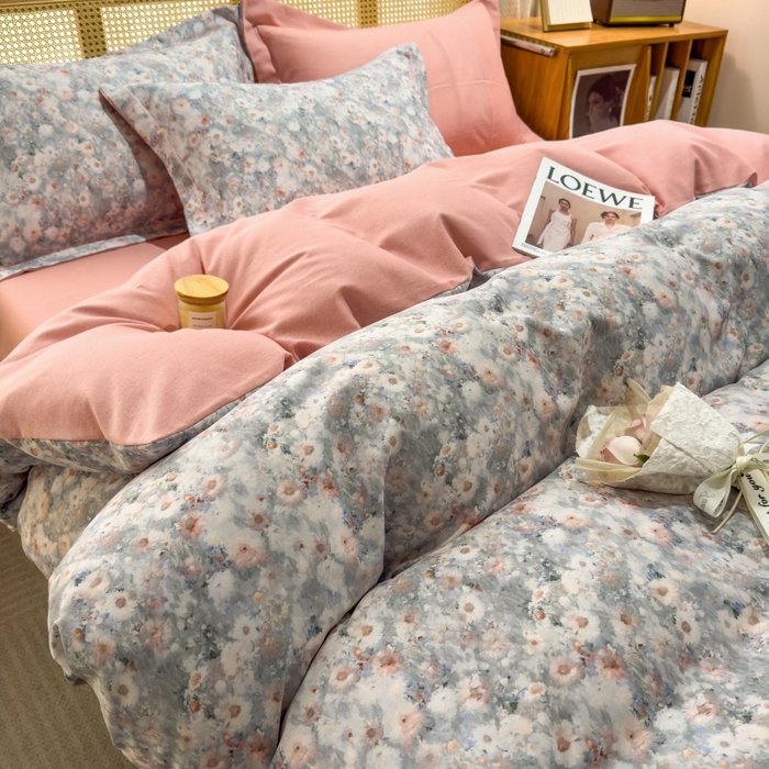 91家纺网 家纺一手货源 找家纺 鸿森林 2025新款全棉纯棉磨毛单品系列-单被套 繁花似锦-绿