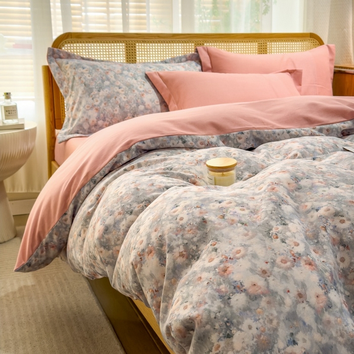 91家纺网 家纺一手货源 找家纺 鸿森林 2025新款全棉纯棉磨毛单品系列-单被套 繁花似锦-绿