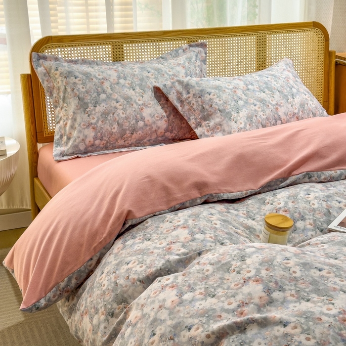 91家纺网 家纺一手货源 找家纺 鸿森林 2025新款全棉纯棉磨毛单品系列-单被套 繁花似锦-绿