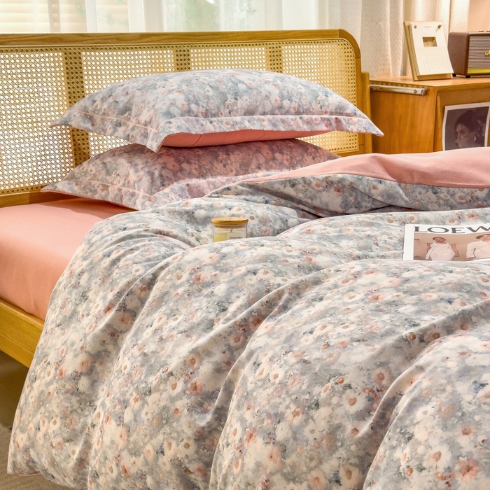 91家纺网 家纺一手货源 找家纺 鸿森林 2025新款全棉纯棉磨毛单品系列-单被套 繁花似锦-绿