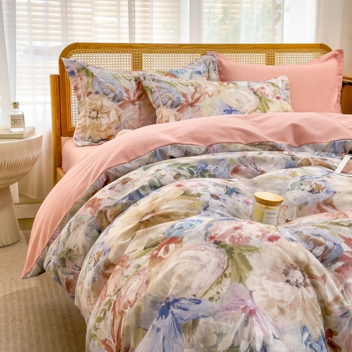 91家纺网 家纺一手货源 找家纺 鸿森林 2025新款全棉纯棉磨毛单品系列-单被套 花吟-黄