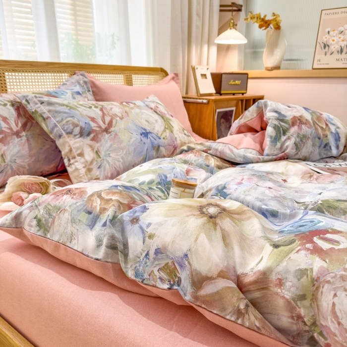 91家纺网 家纺一手货源 找家纺 鸿森林 2025新款全棉纯棉磨毛单品系列-单被套 花吟-黄