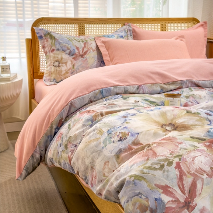 91家纺网 家纺一手货源 找家纺 鸿森林 2025新款全棉纯棉磨毛单品系列-单被套 花吟-黄