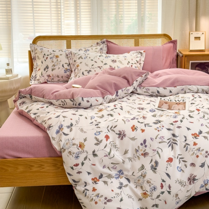 91家纺网 家纺一手货源 找家纺 鸿森林 2025新款全棉纯棉磨毛单品系列-四件套 玲珑-米