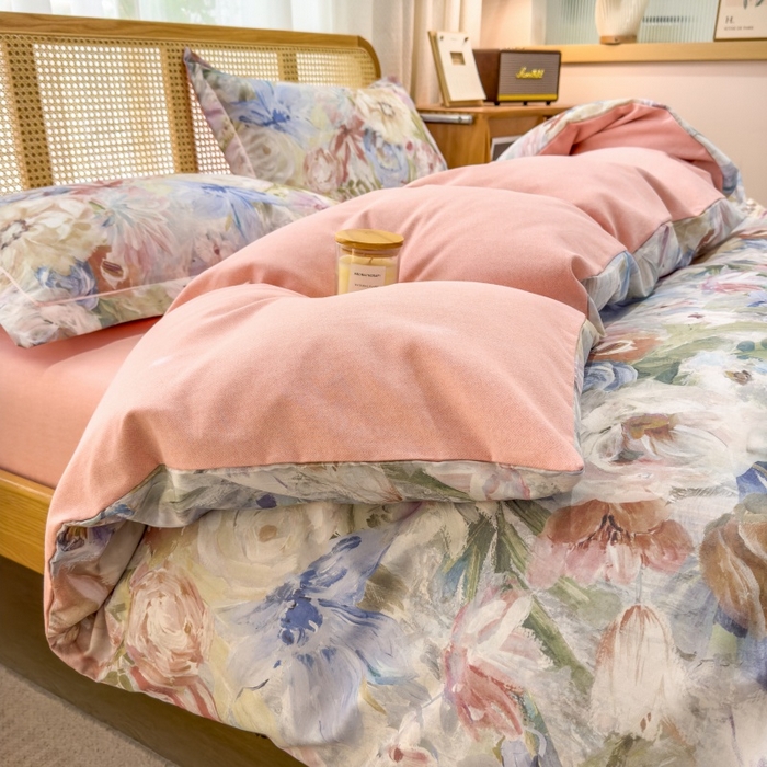 91家纺网 家纺一手货源 找家纺 鸿森林 2025新款全棉纯棉磨毛单品系列-单被套 花吟-黄