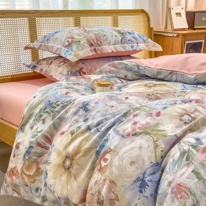 91家纺网 家纺一手货源 找家纺 鸿森林 2025新款全棉纯棉磨毛单品系列-单被套 花吟-黄