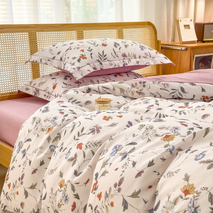 91家纺网 家纺一手货源 找家纺 鸿森林 2025新款全棉纯棉磨毛单品系列-四件套 玲珑-米