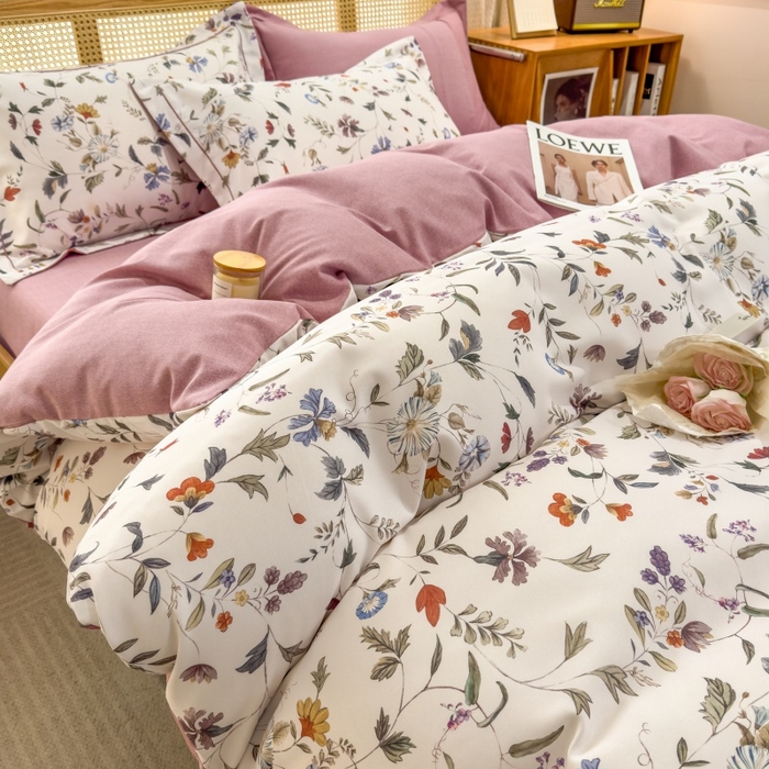 91家纺网 家纺一手货源 找家纺 鸿森林 2025新款全棉纯棉磨毛单品系列-四件套 玲珑-米