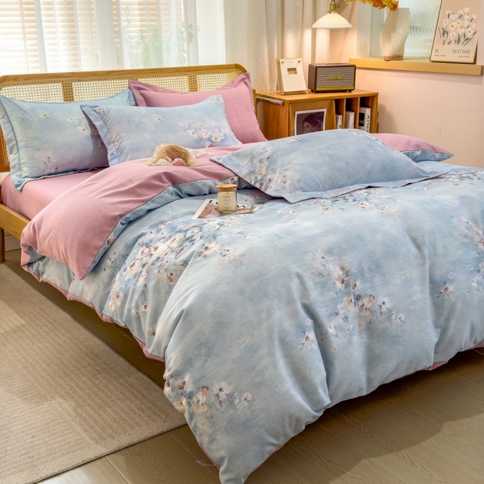 鸿森林 2025新款全棉纯棉磨毛单品系列-单被套 浪漫花舞-兰