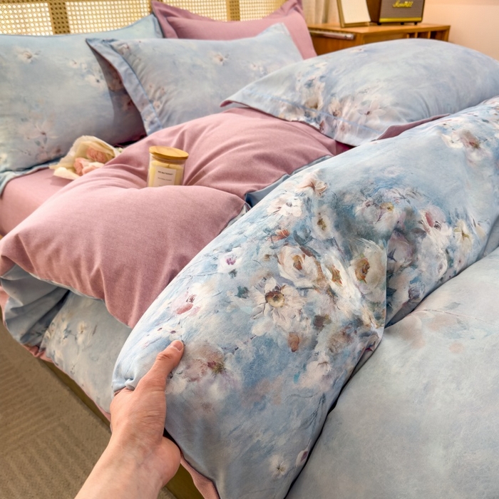 91家纺网 家纺一手货源 找家纺 鸿森林 2025新款全棉纯棉磨毛单品系列-单被套 浪漫花舞-兰