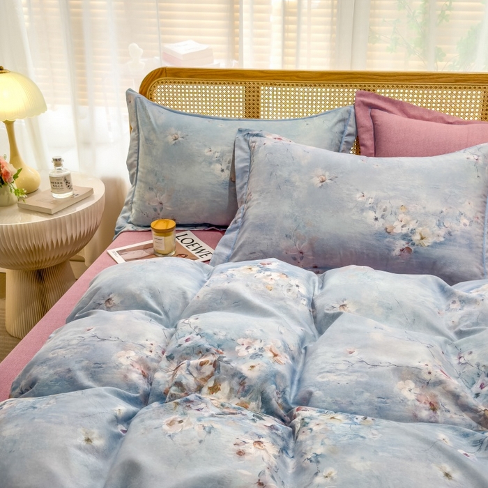 91家纺网 家纺一手货源 找家纺 鸿森林 2025新款全棉纯棉磨毛单品系列-单被套 浪漫花舞-兰