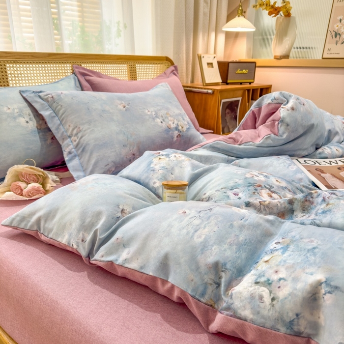 91家纺网 家纺一手货源 找家纺 鸿森林 2025新款全棉纯棉磨毛单品系列-单被套 浪漫花舞-兰