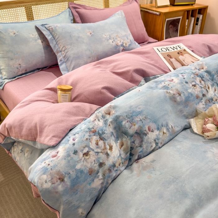 91家纺网 家纺一手货源 找家纺 鸿森林 2025新款全棉纯棉磨毛单品系列-单被套 浪漫花舞-兰