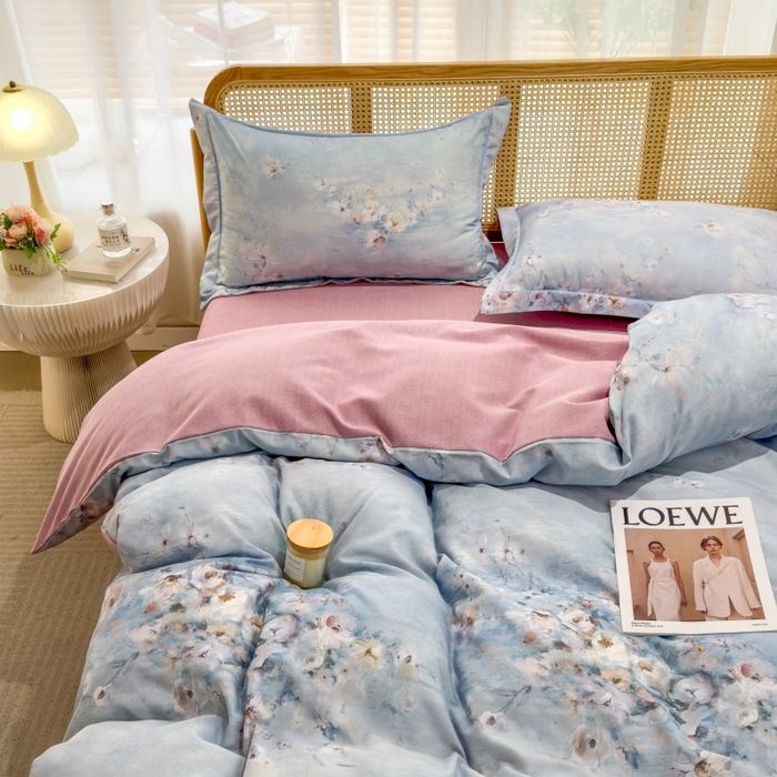 91家纺网 家纺一手货源 找家纺 鸿森林 2025新款全棉纯棉磨毛单品系列-单被套 浪漫花舞-兰