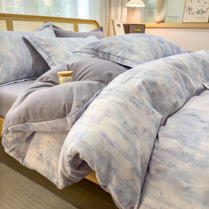 鸿森林 2025新款全棉纯棉磨毛单品系列-四件套 曼城-蓝