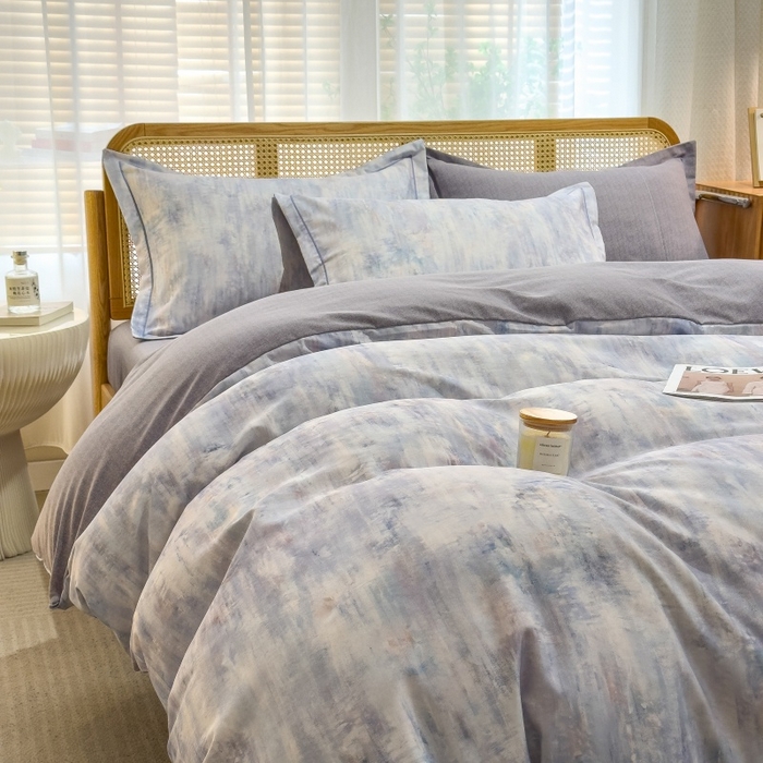 91家纺网 家纺一手货源 找家纺 鸿森林 2025新款全棉纯棉磨毛单品系列-四件套 曼城-蓝