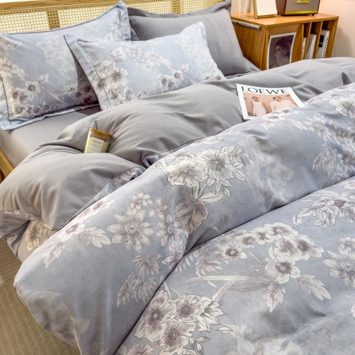 91家纺网 家纺一手货源 找家纺 鸿森林 2025新款全棉纯棉磨毛单品系列-单被套 露西-灰