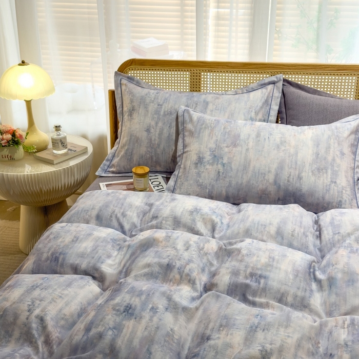 91家纺网 家纺一手货源 找家纺 鸿森林 2025新款全棉纯棉磨毛单品系列-四件套 曼城-蓝