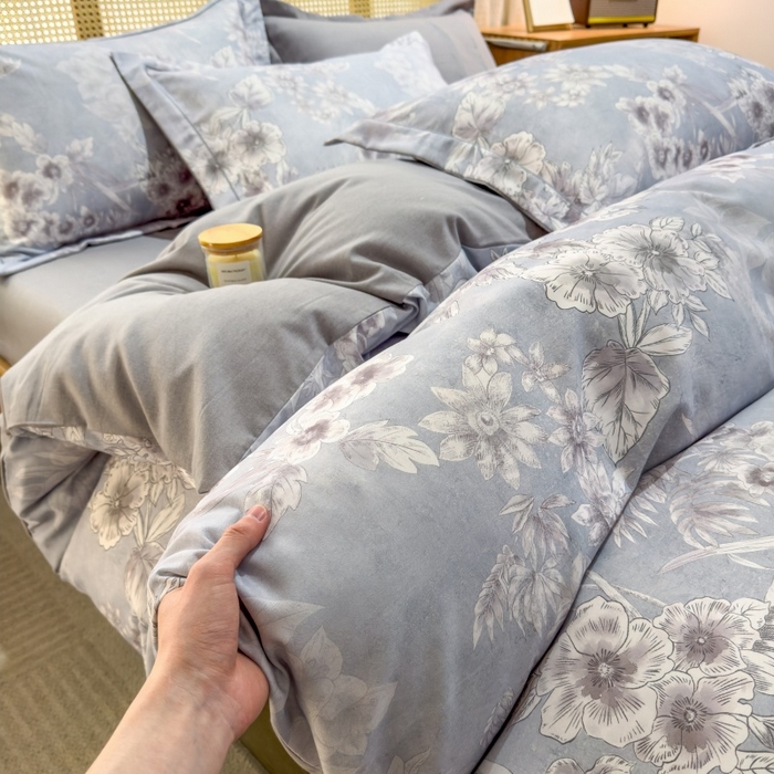 91家纺网 家纺一手货源 找家纺 鸿森林 2025新款全棉纯棉磨毛单品系列-单被套 露西-灰