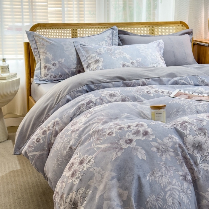 91家纺网 家纺一手货源 找家纺 鸿森林 2025新款全棉纯棉磨毛单品系列-单被套 露西-灰