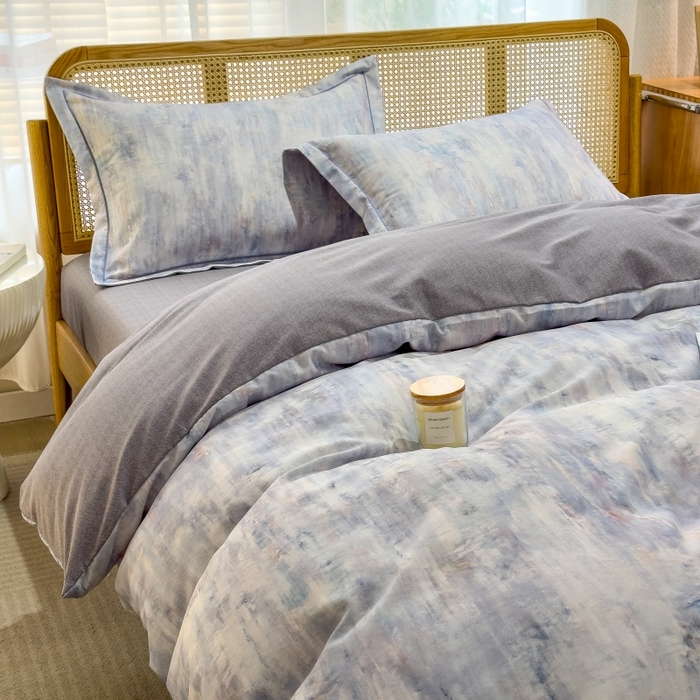 91家纺网 家纺一手货源 找家纺 鸿森林 2025新款全棉纯棉磨毛单品系列-四件套 曼城-蓝