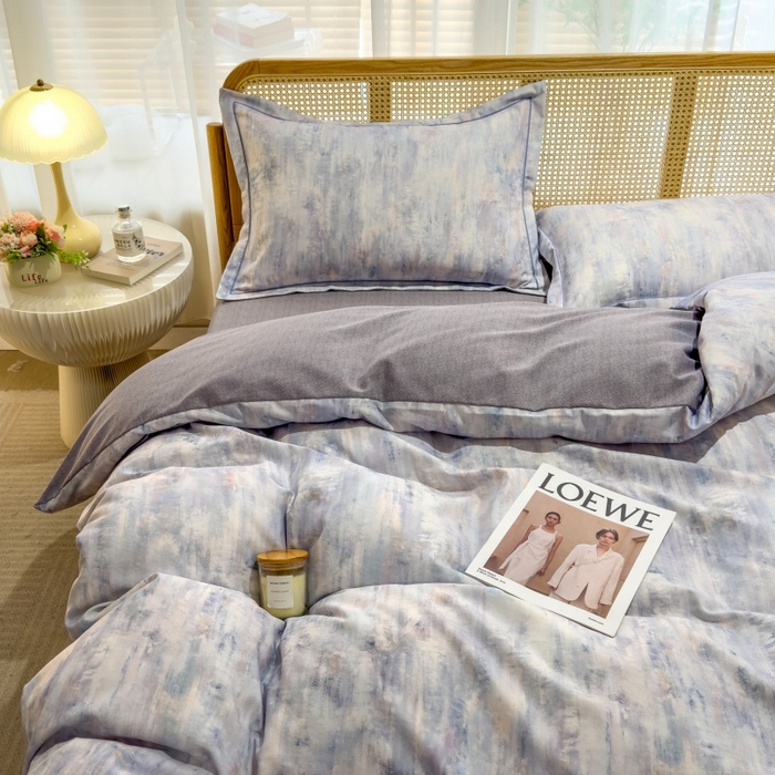 91家纺网 家纺一手货源 找家纺 鸿森林 2025新款全棉纯棉磨毛单品系列-四件套 曼城-蓝