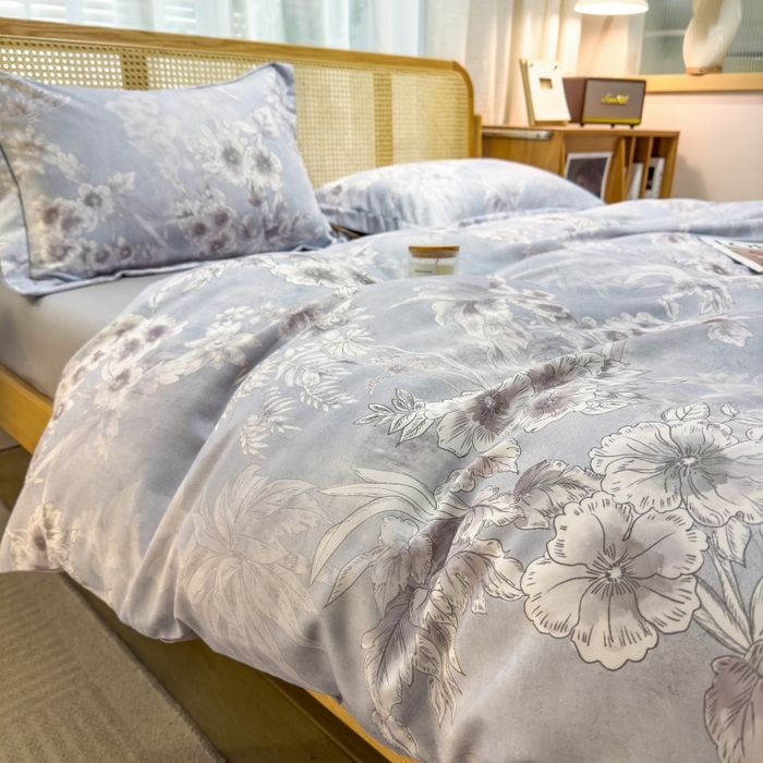 91家纺网 家纺一手货源 找家纺 鸿森林 2025新款全棉纯棉磨毛单品系列-单被套 露西-灰