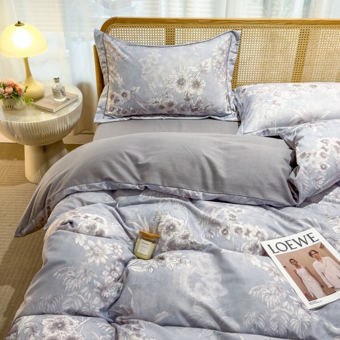 91家纺网 家纺一手货源 找家纺 鸿森林 2025新款全棉纯棉磨毛单品系列-单被套 露西-灰