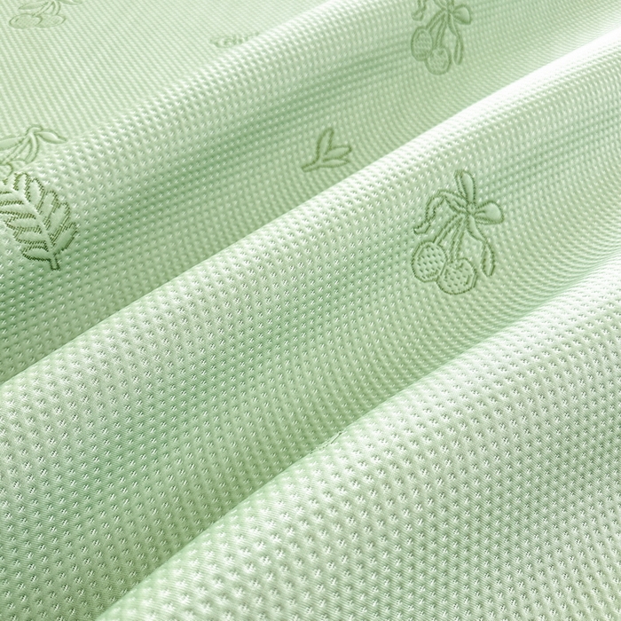 91家纺网 家纺一手货源 找家纺 畅畅家纺 2025新款A类PE提花软席凉感冰豆豆凉席三件套 夏日樱桃-绿