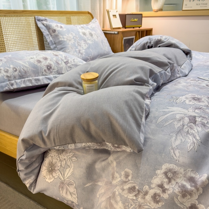 91家纺网 家纺一手货源 找家纺 鸿森林 2025新款全棉纯棉磨毛单品系列-单被套 露西-灰