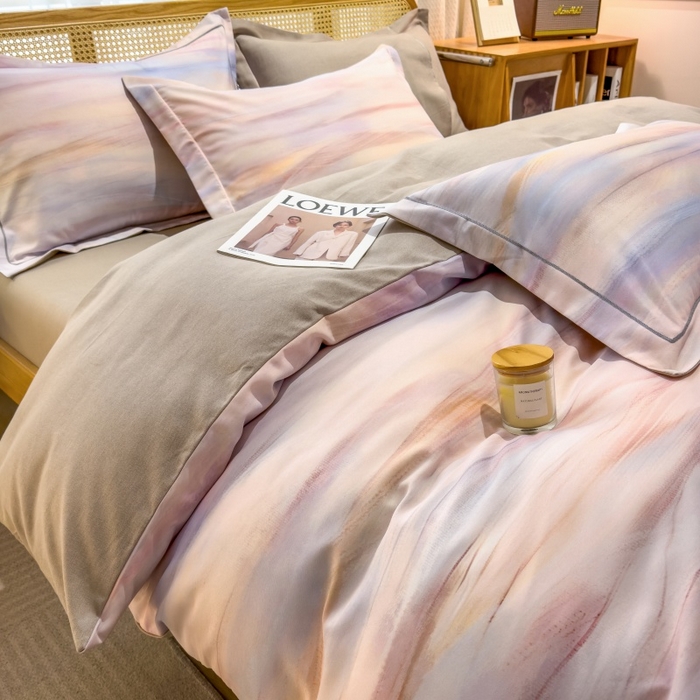 91家纺网 家纺一手货源 找家纺 鸿森林 2025新款全棉纯棉磨毛单品系列-单被套 律动-粉