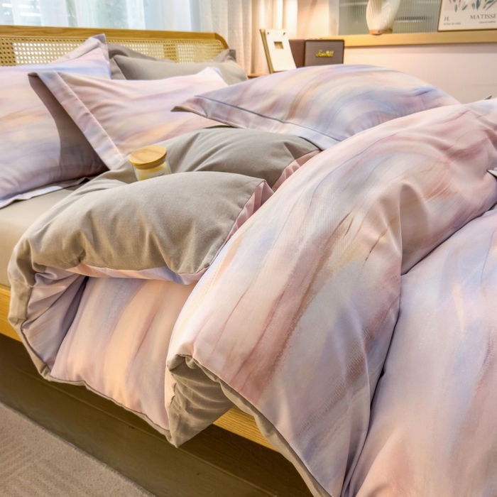 91家纺网 家纺一手货源 找家纺 鸿森林 2025新款全棉纯棉磨毛单品系列-单被套 律动-粉