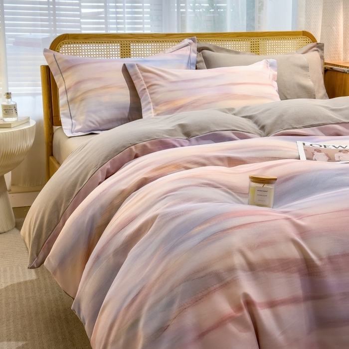 91家纺网 家纺一手货源 找家纺 鸿森林 2025新款全棉纯棉磨毛单品系列-单被套 律动-粉