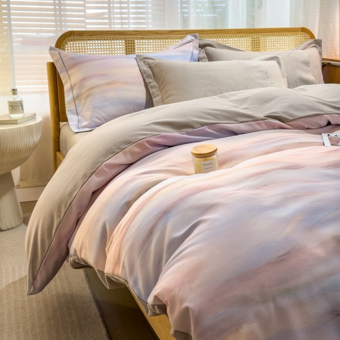 91家纺网 家纺一手货源 找家纺 鸿森林 2025新款全棉纯棉磨毛单品系列-单被套 律动-粉