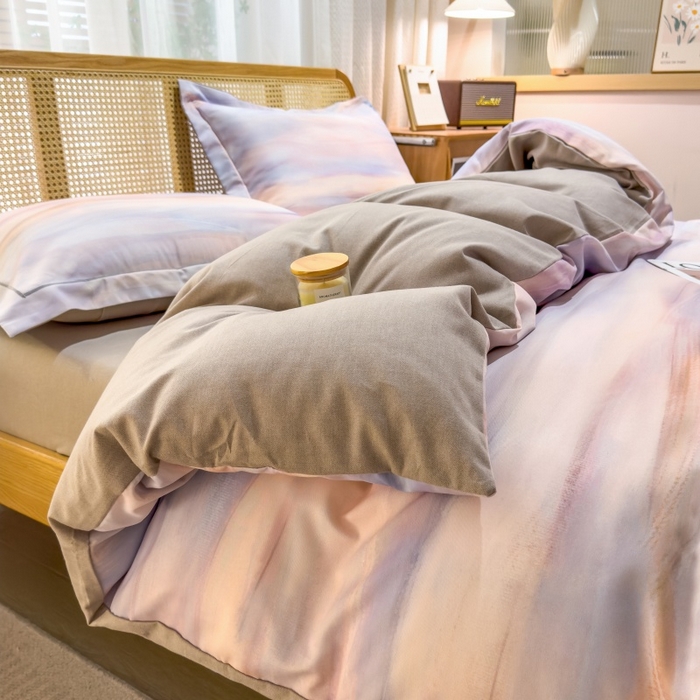 91家纺网 家纺一手货源 找家纺 鸿森林 2025新款全棉纯棉磨毛单品系列-单被套 律动-粉