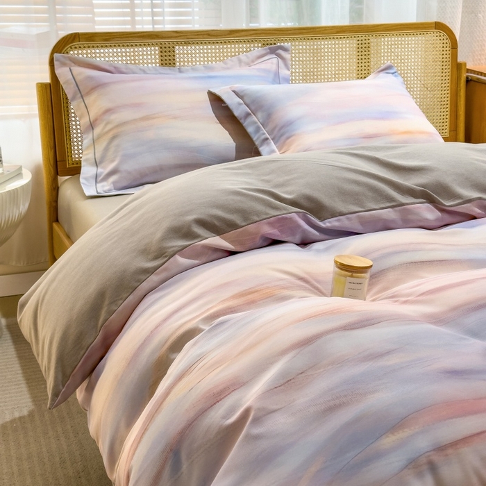 91家纺网 家纺一手货源 找家纺 鸿森林 2025新款全棉纯棉磨毛单品系列-单被套 律动-粉