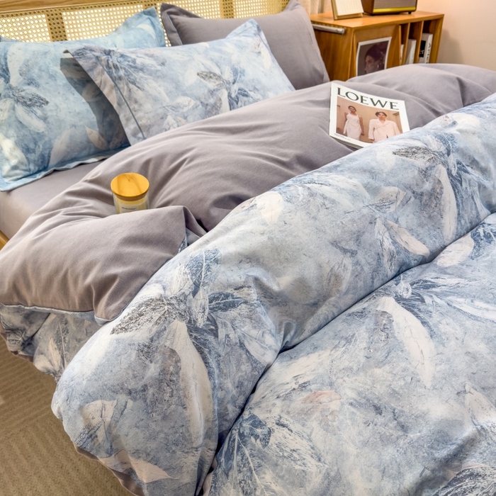 91家纺网 家纺一手货源 找家纺 鸿森林 2025新款全棉纯棉磨毛单品系列-四件套 沙慕-兰