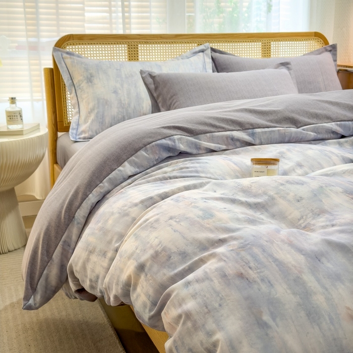 91家纺网 家纺一手货源 找家纺 鸿森林 2025新款全棉纯棉磨毛单品系列-单被套 曼城-蓝