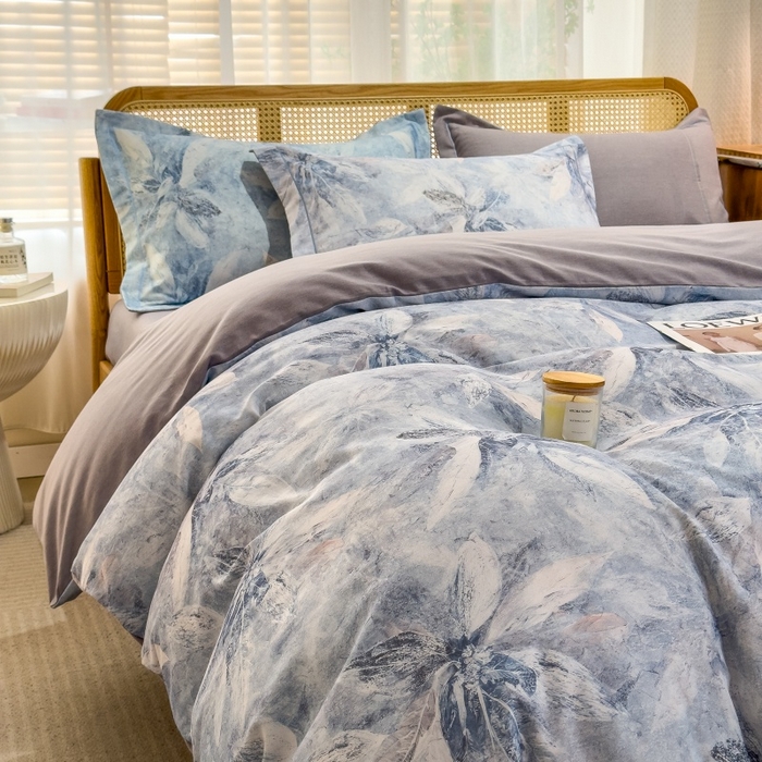 91家纺网 家纺一手货源 找家纺 鸿森林 2025新款全棉纯棉磨毛单品系列-四件套 沙慕-兰