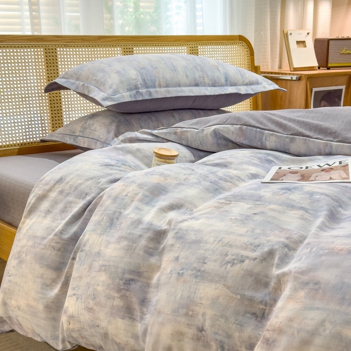 91家纺网 家纺一手货源 找家纺 鸿森林 2025新款全棉纯棉磨毛单品系列-单被套 曼城-蓝