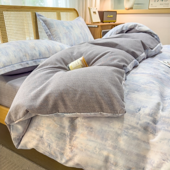 91家纺网 家纺一手货源 找家纺 鸿森林 2025新款全棉纯棉磨毛单品系列-单被套 曼城-蓝